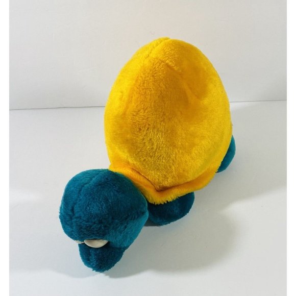 Vintage 24K Animal Crackers Cartoon Turtle Teal Yellow Plush Stuffed Animal 1994 - Picture 6 of 16